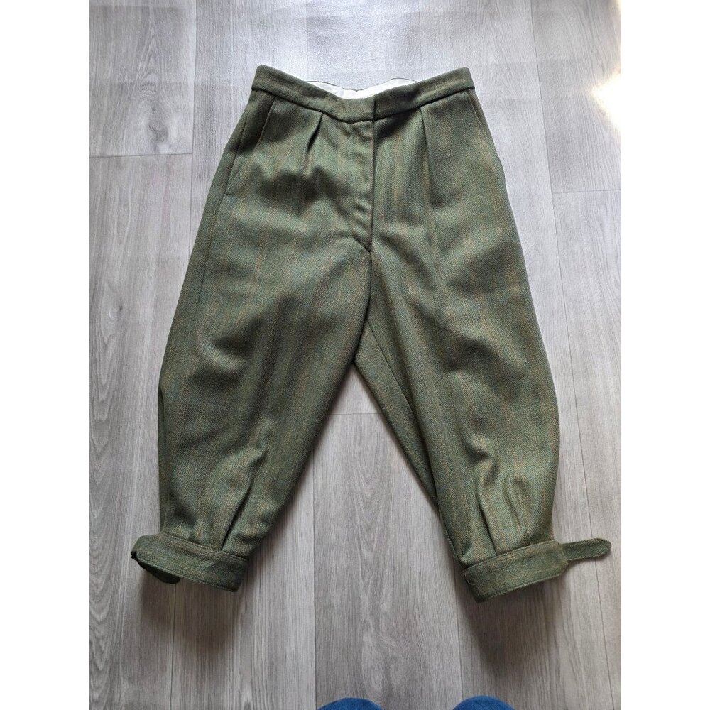 Farlows Of Pall Mall London Wool Green Tweed Knickerbocker Pants Size 16 Made In
